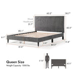 Lit plateforme moderne en velours côtelé Furniture of America, format queen, sans sommier requis