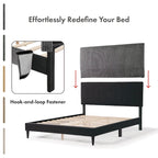 Lit plateforme moderne en velours côtelé Furniture of America, format queen, sans sommier requis