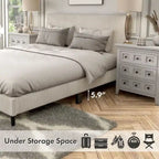 Lit plateforme moderne en velours côtelé Furniture of America, format queen, sans sommier requis