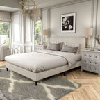 Lit plateforme moderne en velours côtelé Furniture of America, format queen, sans sommier requis