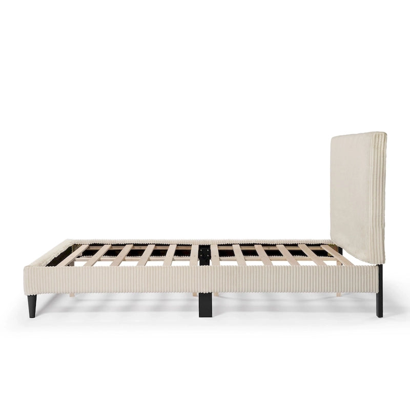 Lit plateforme moderne en velours côtelé Furniture of America, format queen, sans sommier requis