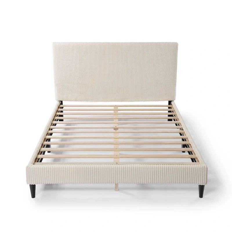 Lit plateforme moderne en velours côtelé Furniture of America, format queen, sans sommier requis
