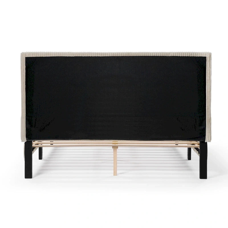 Lit plateforme moderne en velours côtelé Furniture of America, format queen, sans sommier requis
