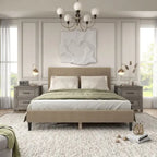 Lit plateforme moderne en velours côtelé Furniture of America, format queen, sans sommier requis