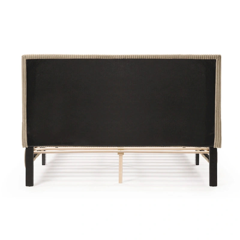 Lit plateforme moderne en velours côtelé Furniture of America, format queen, sans sommier requis