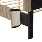 Lit plateforme moderne en velours côtelé Furniture of America, format queen, sans sommier requis