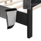 Lit plateforme moderne en velours côtelé Furniture of America, format queen, sans sommier requis