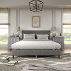 Lit plateforme moderne en velours côtelé Furniture of America, format queen, sans sommier requis