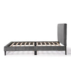 Lit plateforme moderne en velours côtelé Furniture of America, format queen, sans sommier requis