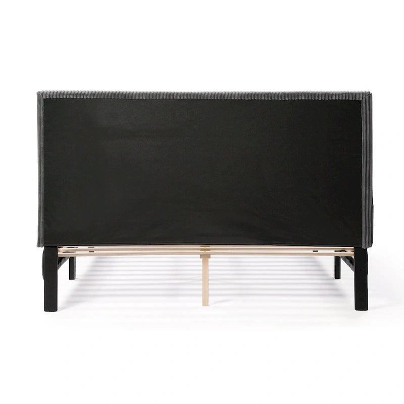 Lit plateforme moderne en velours côtelé Furniture of America, format queen, sans sommier requis