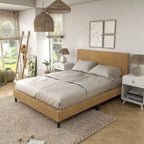 Lit plateforme moderne en velours côtelé Furniture of America, format queen, sans sommier requis