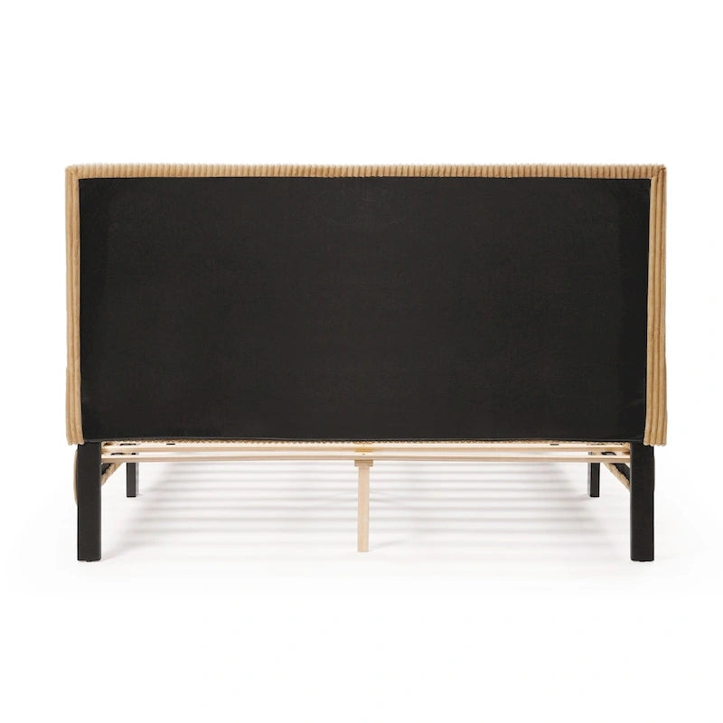 Lit plateforme moderne en velours côtelé Furniture of America, format queen, sans sommier requis