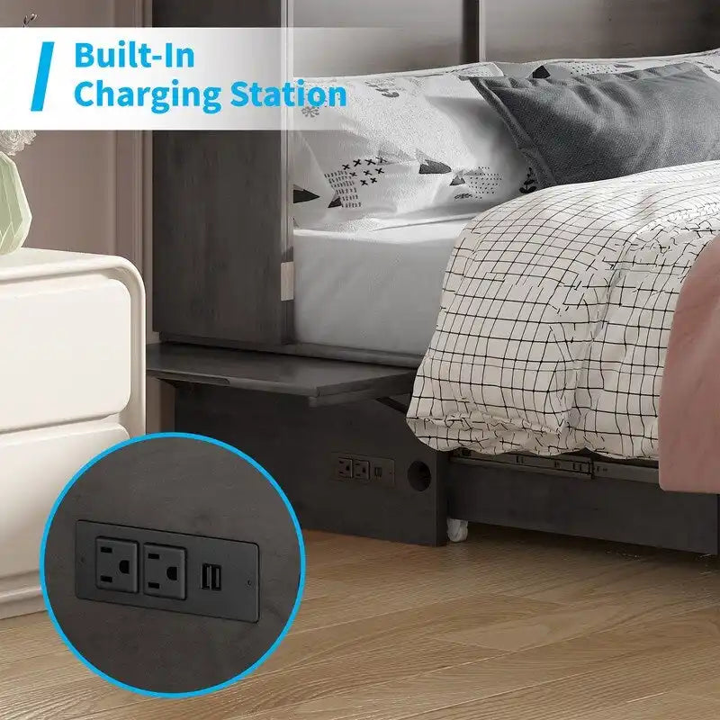 Lit escamotable Mixoy avec méridienne, matelas et plateforme de rangement
