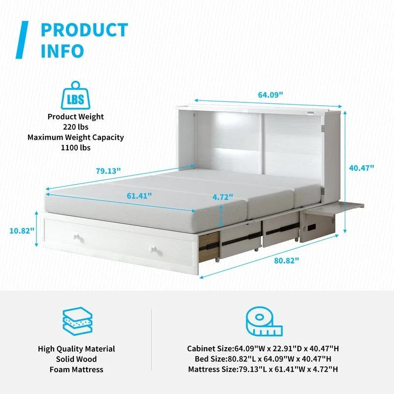 Lit escamotable Mixoy avec méridienne, matelas et plateforme de rangement