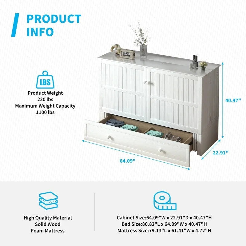 Lit escamotable Mixoy avec méridienne, matelas et plateforme de rangement