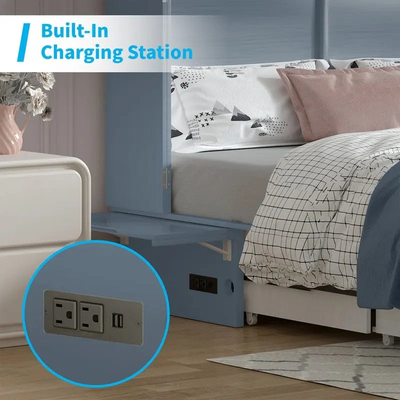 Lit escamotable Mixoy avec méridienne, matelas et plateforme de rangement