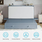 Lit escamotable Mixoy avec méridienne, matelas et plateforme de rangement