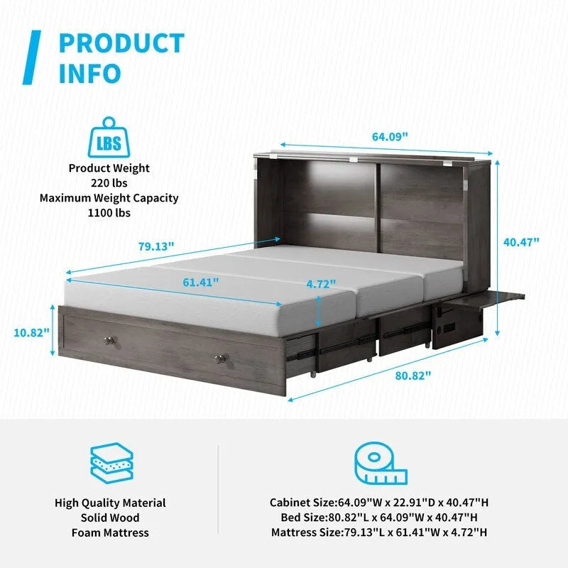 Lit escamotable Mixoy avec méridienne, matelas et plateforme de rangement