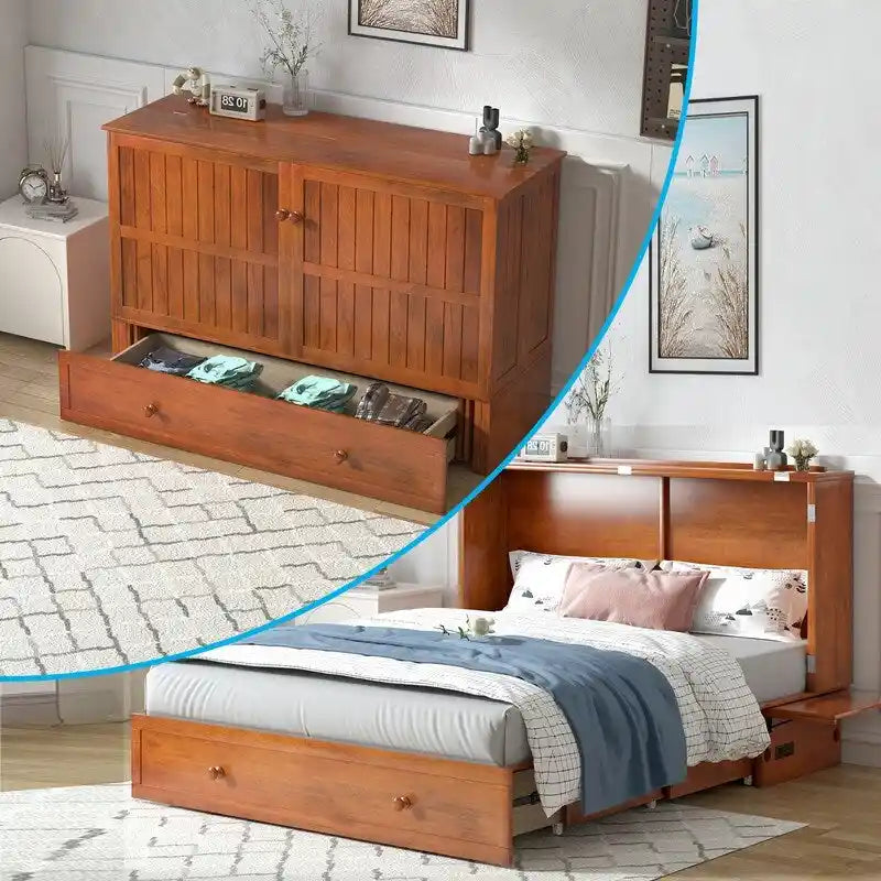 Lit escamotable Mixoy avec méridienne, matelas et plateforme de rangement