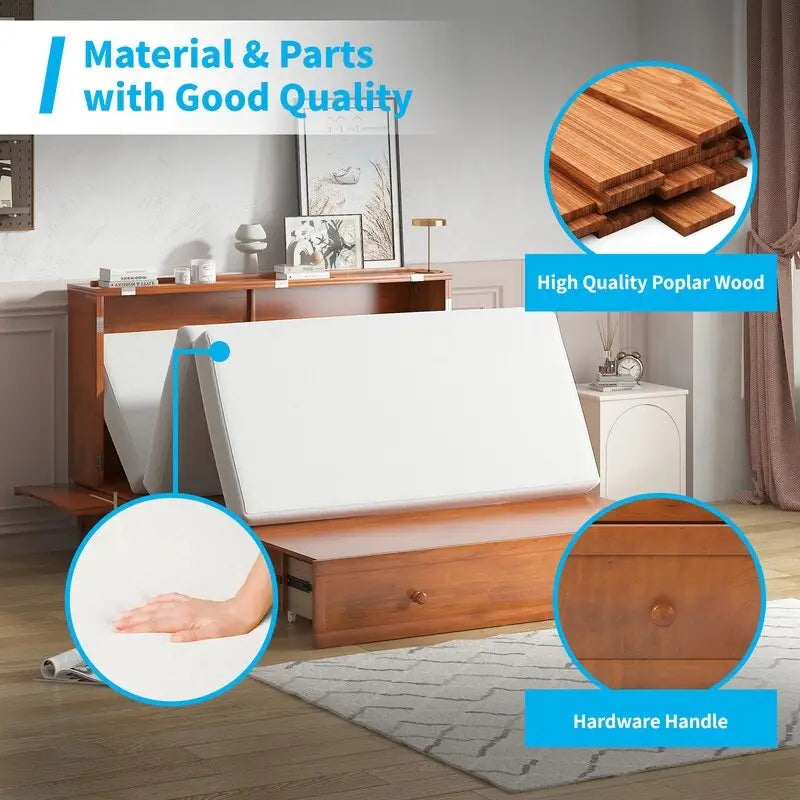 Lit escamotable Mixoy avec méridienne, matelas et plateforme de rangement