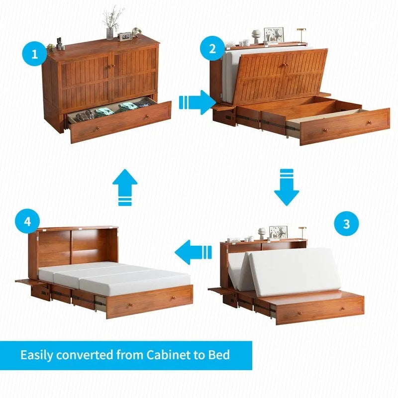 Lit escamotable Mixoy avec méridienne, matelas et plateforme de rangement