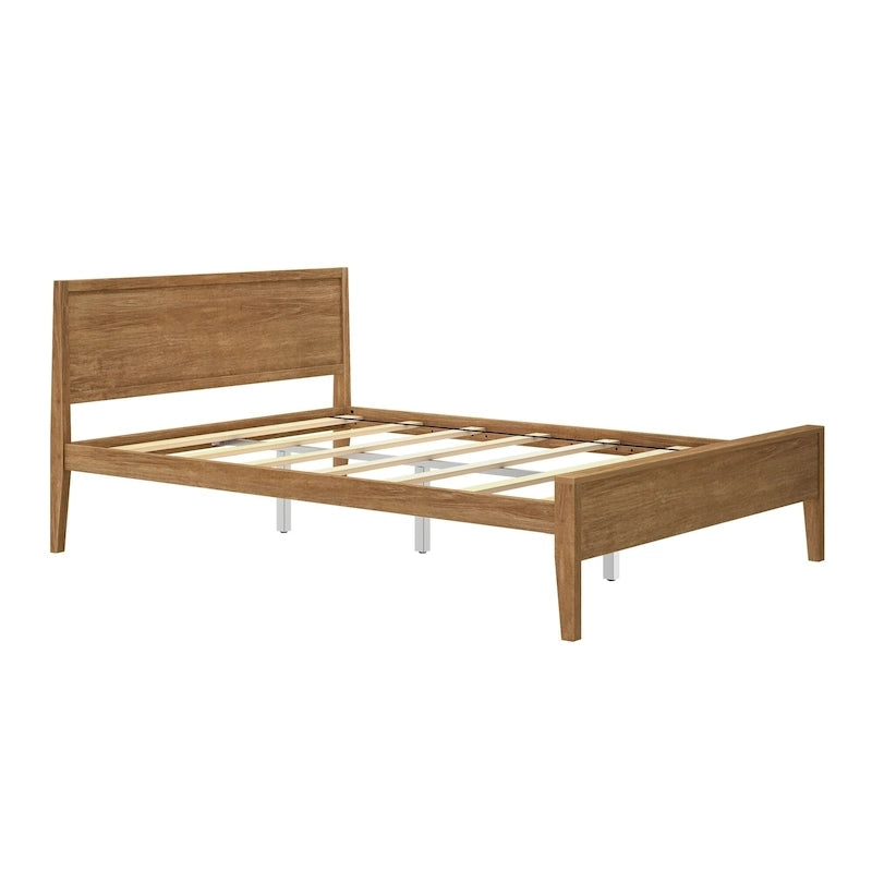 Lit Queen Size à panneaux et poutres avec tête de lit à panneaux