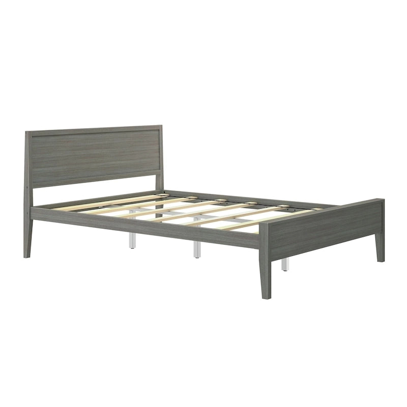 Lit Queen Size à panneaux et poutres avec tête de lit à panneaux