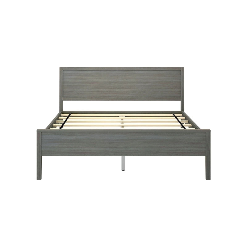 Lit Queen Size à panneaux et poutres avec tête de lit à panneaux