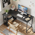 Petit bureau d'angle en forme de L avec étagères de rangement