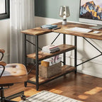 Petit bureau d'angle en forme de L avec étagères de rangement