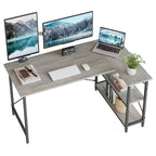Petit bureau d'angle en forme de L avec étagères de rangement