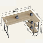 Petit bureau d'angle en forme de L avec étagères de rangement