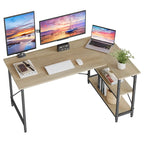 Petit bureau d'angle en forme de L avec étagères de rangement