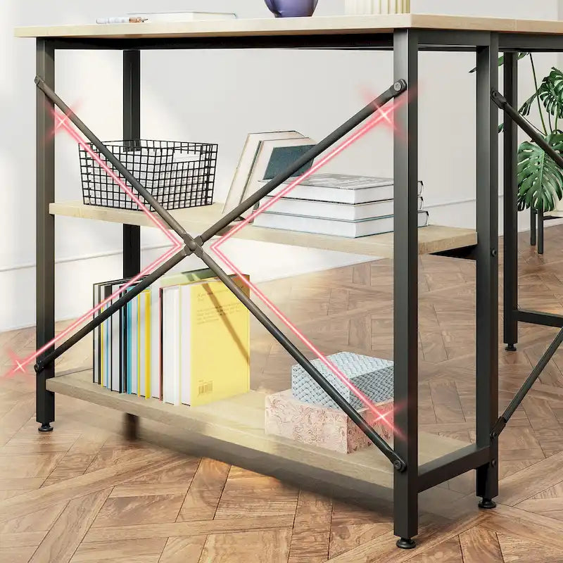 Petit bureau d'angle en forme de L avec étagères de rangement