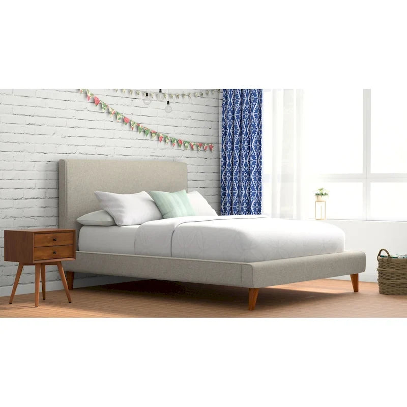 Lit plateforme rembourré Alpine Britney gris clair