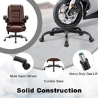 Fauteuil de bureau BOSSIN pour personnes de grande taille, ergonomique, à dossier haut, réglable en hauteur, en cuir, avec accoudoirs rembourrés et relevables.