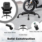 Fauteuil de bureau BOSSIN pour personnes de grande taille, ergonomique, à dossier haut, réglable en hauteur, en cuir, avec accoudoirs rembourrés et relevables.