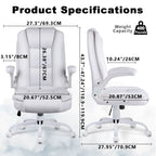 Fauteuil de bureau BOSSIN pour personnes de grande taille, ergonomique, à dossier haut, réglable en hauteur, en cuir, avec accoudoirs rembourrés et relevables.