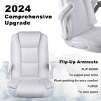 Fauteuil de bureau BOSSIN pour personnes de grande taille, ergonomique, à dossier haut, réglable en hauteur, en cuir, avec accoudoirs rembourrés et relevables.