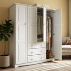 Armoire familiale 4 portes Palace Imports 100% bois massif avec poignées en métal ou en bois