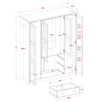 Armoire familiale 4 portes Palace Imports 100% bois massif avec poignées en métal ou en bois