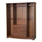 Armoire familiale 4 portes Palace Imports 100% bois massif avec poignées en métal ou en bois