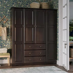 Armoire familiale 4 portes Palace Imports 100% bois massif avec poignées en métal ou en bois