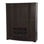 Armoire familiale 4 portes Palace Imports 100% bois massif avec poignées en métal ou en bois