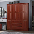 Armoire familiale 4 portes Palace Imports 100% bois massif avec poignées en métal ou en bois