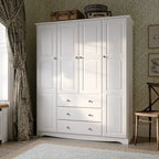 Armoire familiale 4 portes Palace Imports 100% bois massif avec poignées en métal ou en bois