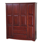 Armoire familiale 4 portes Palace Imports 100% bois massif avec poignées en métal ou en bois