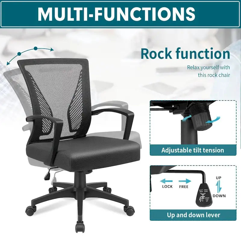 Chaise de bureau Homall, chaise ergonomique en maille avec soutien lombaire