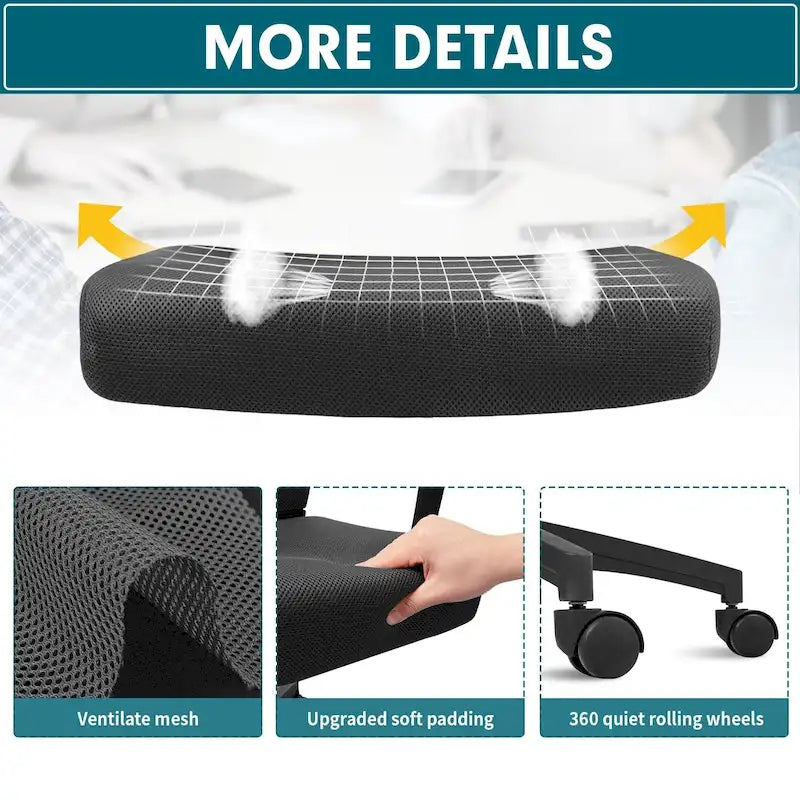 Chaise de bureau Homall, chaise ergonomique en maille avec soutien lombaire