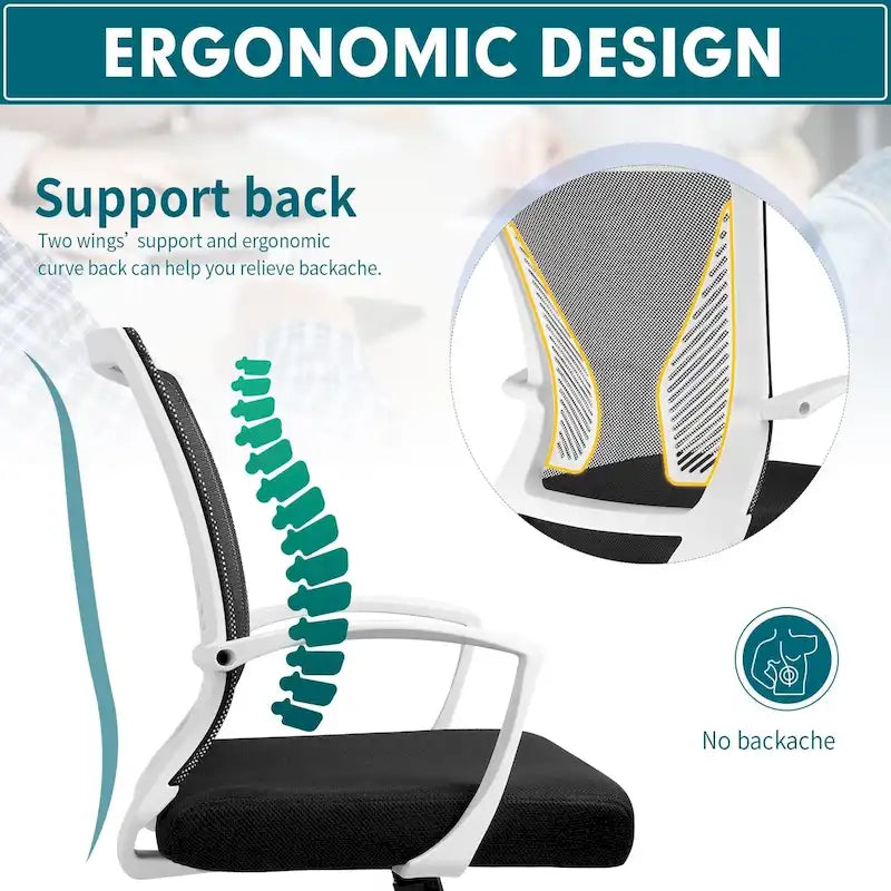 Chaise de bureau Homall, chaise ergonomique en maille avec soutien lombaire